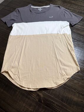 Hollister Men’s Short Sleeve Colorblock Tee - Gray/White/Tan